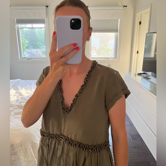 Flowy green khaki dress - Picture 3 of 8